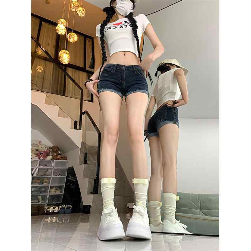 レディース レトロ ローライズ デニム ミニ ショーツ ヒップハグ 夏用 セクシー スタイル プラスサイズ カジュアル 普段使い