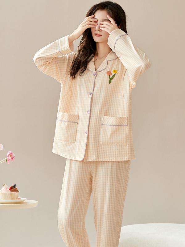 妊婦服 産後服 女性用 授乳開き 綿素材 開襟カーディガン 長袖 ロングパンツ セット 春秋 部屋着 快適 リラックスウェア 柔らかい肌触り