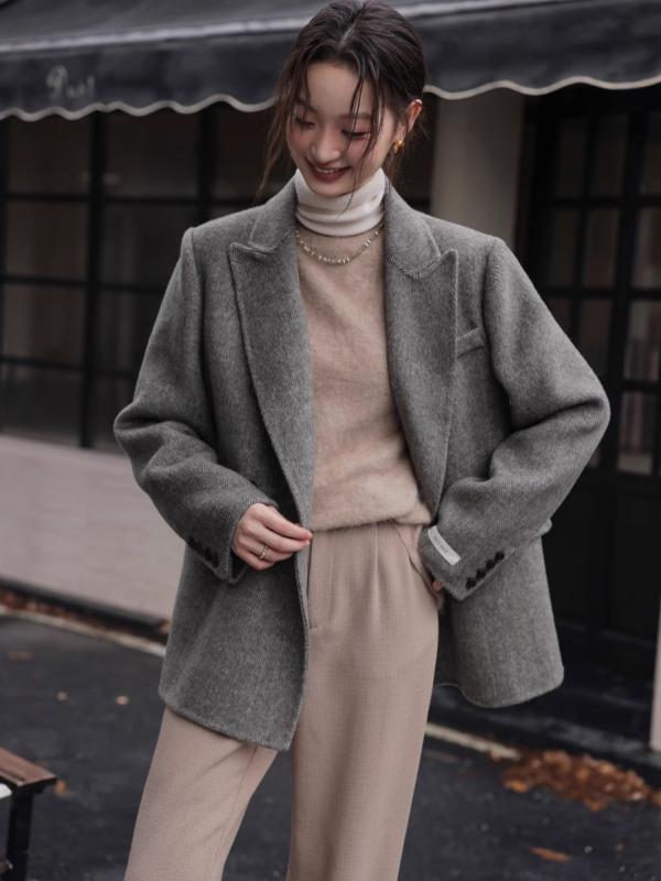 女性用 ウール コート 秋冬 短丈 カラー ゆったり 韓国スタイル 暖か 軽量 普段使い 通勤 スタイリッシュ アウター テーラード｜サポートシェアグローバル