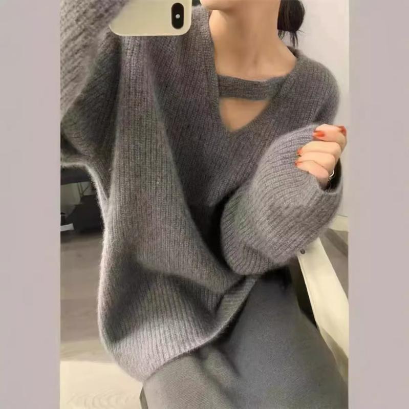 ニットセーター レディース Vネック ゆったり 秋冬 ウール インナー トップス 暖か ファッション ベースレイヤー リラックススタイル｜サポートシェアグローバル