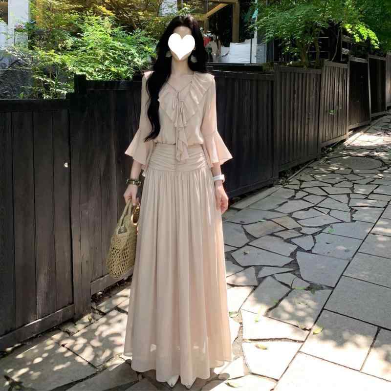 ワンピース レディース 春夏 きれいめ Vネック フリル ピンク系 シフォンセットアップ ロング丈 ビーチリゾート リゾートワンピ マキシ丈 体型カバー ゆったり 大きいサイズ 着痩せ 清楚系 フェミニン 大人かわいい エレガント 軽やか 薄手 透け感 ｜サポートシェアグローバル