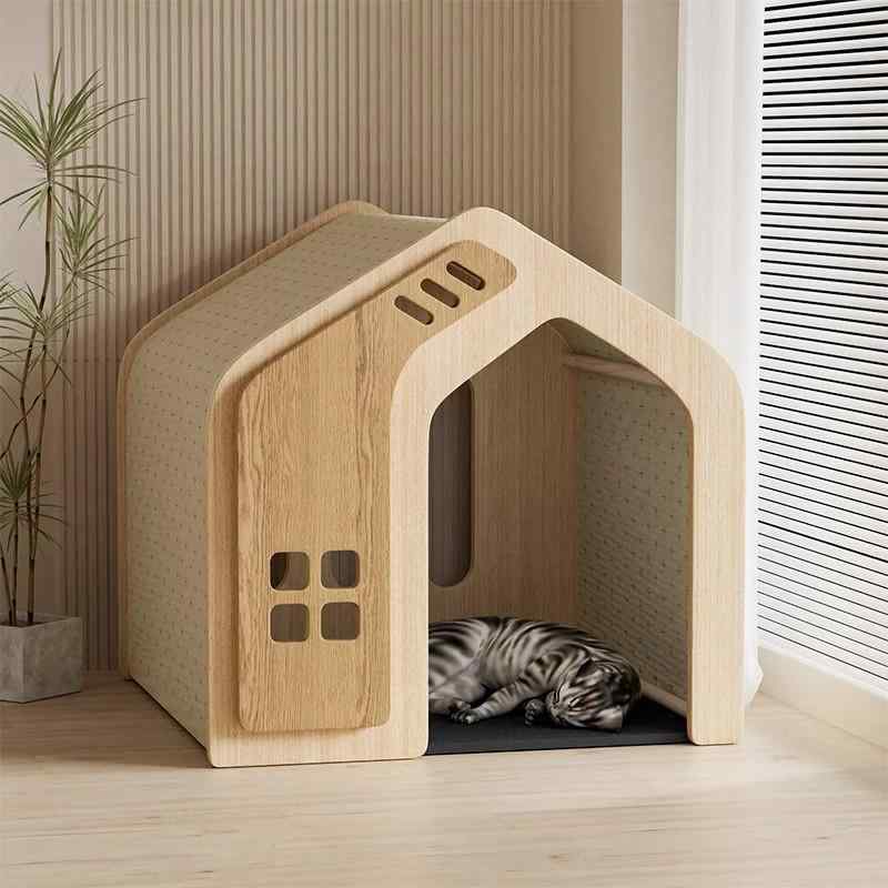木製 愛玩動物臥榻 中小型犬用 猫犬住みか テディ ポメラニアン コーギー相応う 通年当て嵌める 室内寝床 離宮型 犬掘っ建て小屋