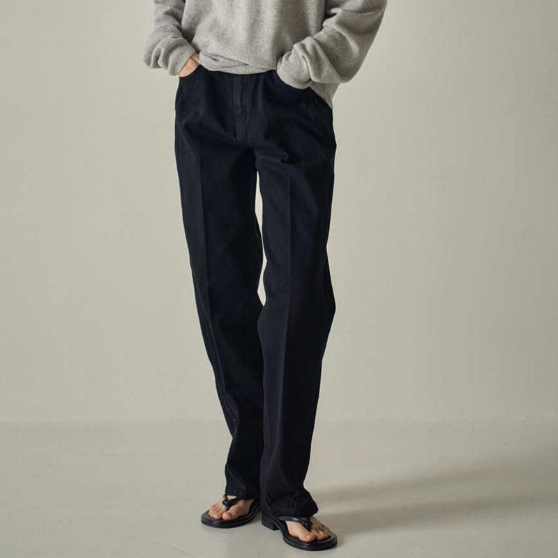 レディース 秋冬 ハイウエスト ストレート デニムパンツ レトロ カジュアル ロング丈 綿素材 普段使い ボトムス ズボン｜サポートシェアグローバル