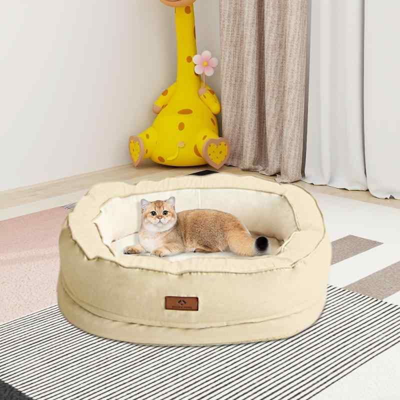 愛玩動物臥榻 飼い犬 猫用 楕円面形 腐食式 冬用 保暖 パッド 生あたたかい 座布団 寝床 室内用 もの柔らか原材料