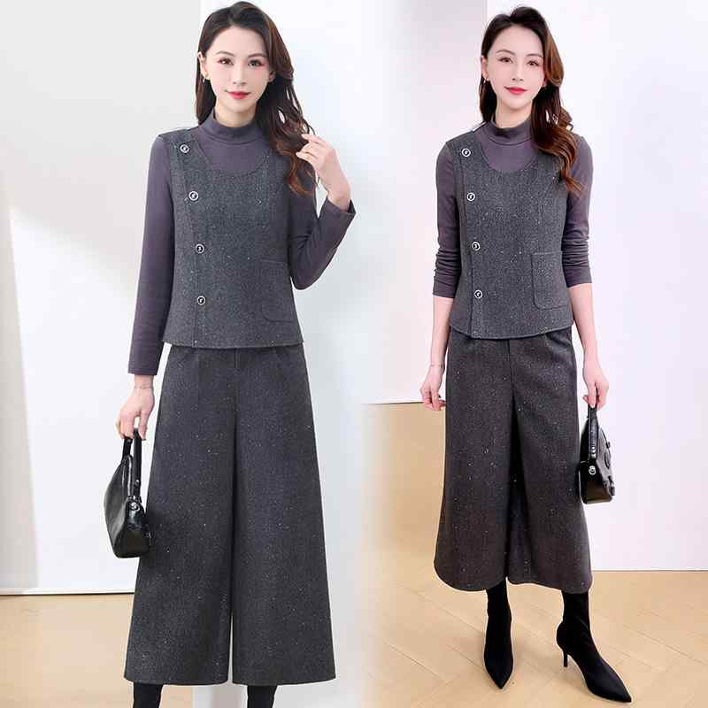 セットアップ レディース パンツドレス ワイドパンツ 3点セット ブラウス カーディガン 上下セット ゆったり 体型カバー カジュアル 通勤 通学 お出かけ 動きやすい 楽ちん|サポートシェアグローバル