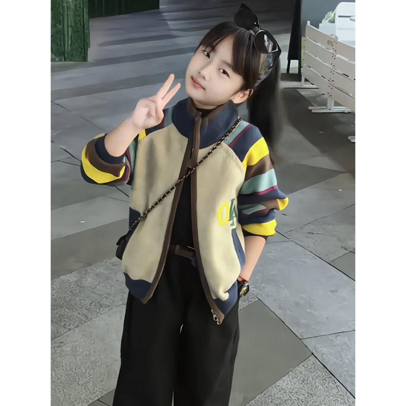 編み物ジレー お嬢さん用 秋冬 朦々たる パフ衣袂 ファスナー 情の籠もった アウター 日常使い走り パステル色の 伸縮性 ニットトップス ちびっ子服