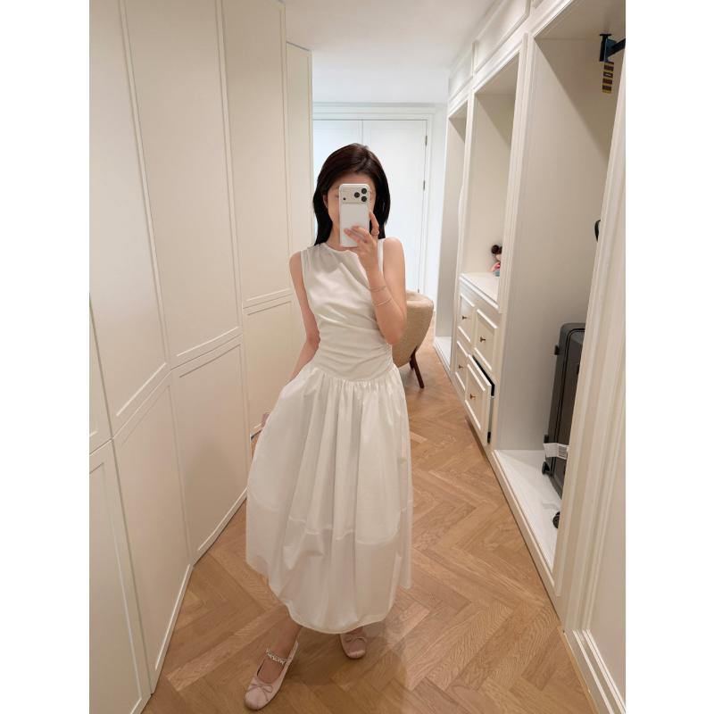 ワンピース レディース ゆったり 大きいサイズ 体型カバー ノースリーブ ロング丈 フレア Aライン 切り替え 着痩せ 細見え 無地 シンプル きれいめ お出かけ 通勤 普段使い カジュアル 二の腕カバー お腹周りカバー 上品 エレガント 高級感 伸縮性|サポートシェアグローバル
