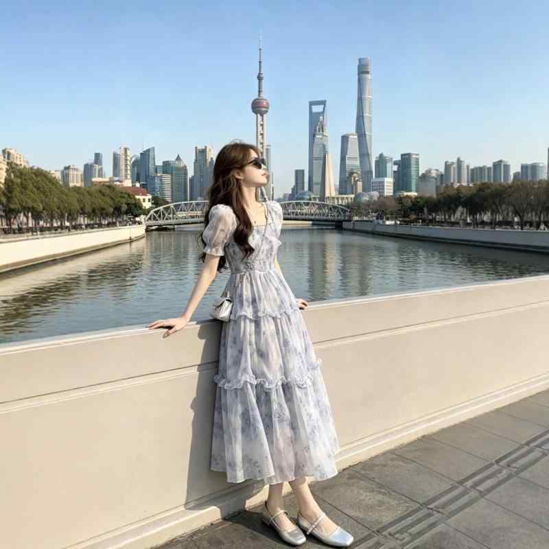 ワンピース レディース 春夏 チャイナドレス風 スクエアネック パフスリーブ シフォン ロング丈 花柄 切り替え ウエストマーク 着痩せ 体型カバー 体系カバー ゆったり 大きいサイズ プラスサイズ お腹周り 二の腕カバー 細見え 優しい雰囲気 かわいい｜サポートシェアグローバル 7,609円