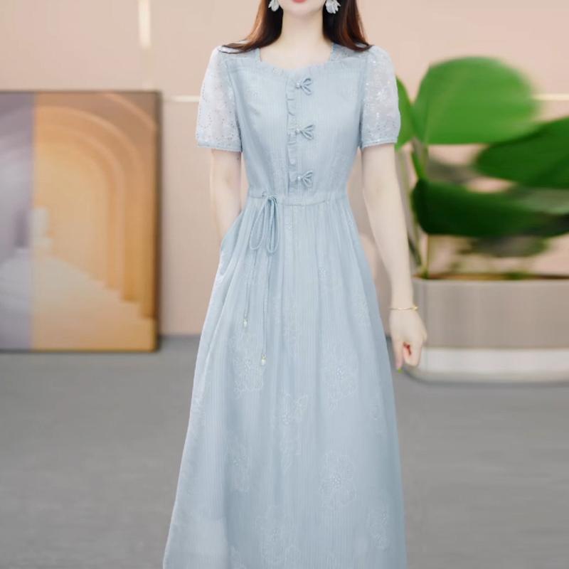 ワンピース レディース 春夏 きれいめ 大人かわいい エレガント 膝丈 ミディアム丈 半袖 五分袖 Aライン フレア 切り替え 上品 高級感 軽やか 涼しい 清楚 フェミニン 通勤 オフィス お呼ばれ デート お出かけ カジュアル 体型カバー ゆったり |サポートシェアグローバル