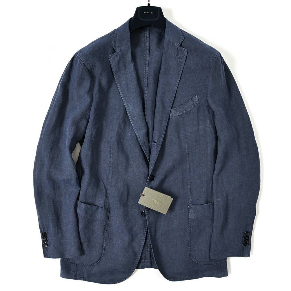 【FINAL SALE】【半額以下】ボリオリ BOGLIOLI K.JACKET ケ—ジャケット テーラード ジャケット 段返り3Bシングル 春夏 メンズ リネン 100% ネイビー サイズ 3XL イタリア ブランド MADE IN ITALY |ガルダローバミラノ