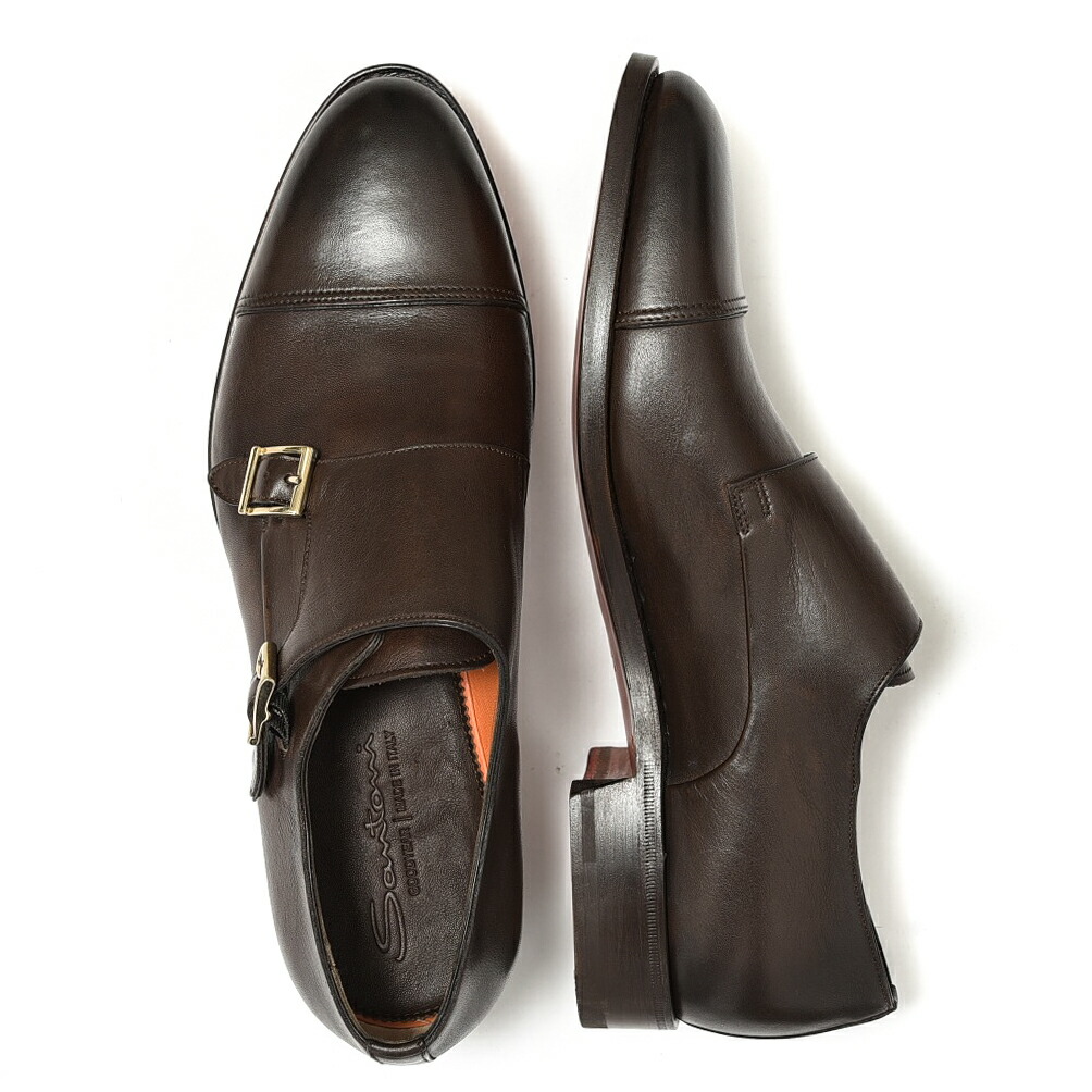 サントーニ Santoni ダブルモンク レザー ブラウン メンズ ブランド ...