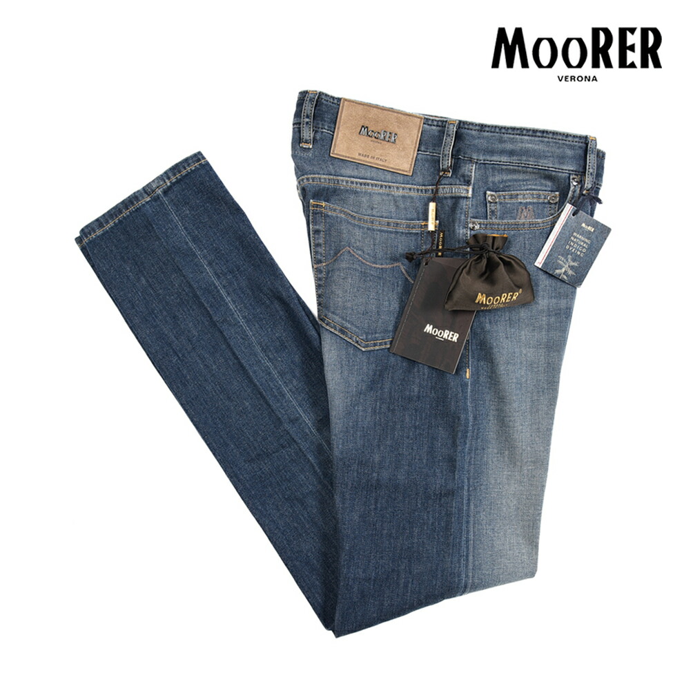 【春夏先行セール】【半額以下】 ムーレー MOORER PILON-PS705 デニムジーンズ 5ポケット パンツ メンズ Japanese Fabric コットンストレッチ ブルー イタリア ブランド MADE IN ITALY