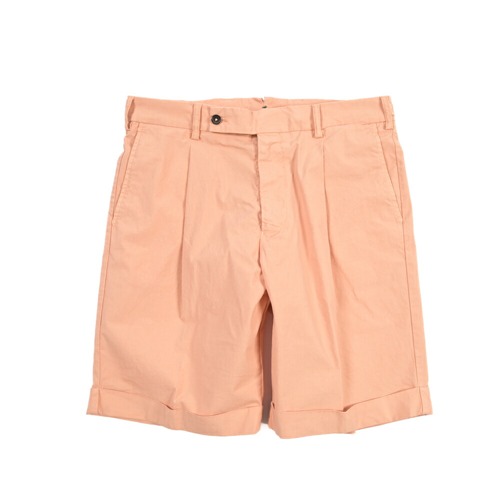 【SUMMER SALE】【40％OFF】 ベルウィッチ BERWICH BERMUDA 1P-GD バミューダ ショーツ ワンタック ハーフパンツ ショートパンツ 春夏 メンズ コットン ストレッチ オレンジ イタリア ブランド MADE IN ITALY ｜ガルダローバミラノ