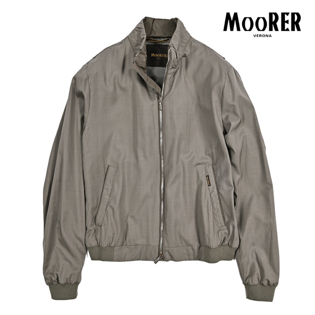 【春夏先行セール】 ムーレー MOORER NUNZIO-GO シルク混 ジップアップブルゾン スタンドカラー ボンバージャケット 春夏 秋 3シーズン メンズ ライトアウター シルク ヴァージンウール グレージュ イタリア ブランド MADE IN ITALY