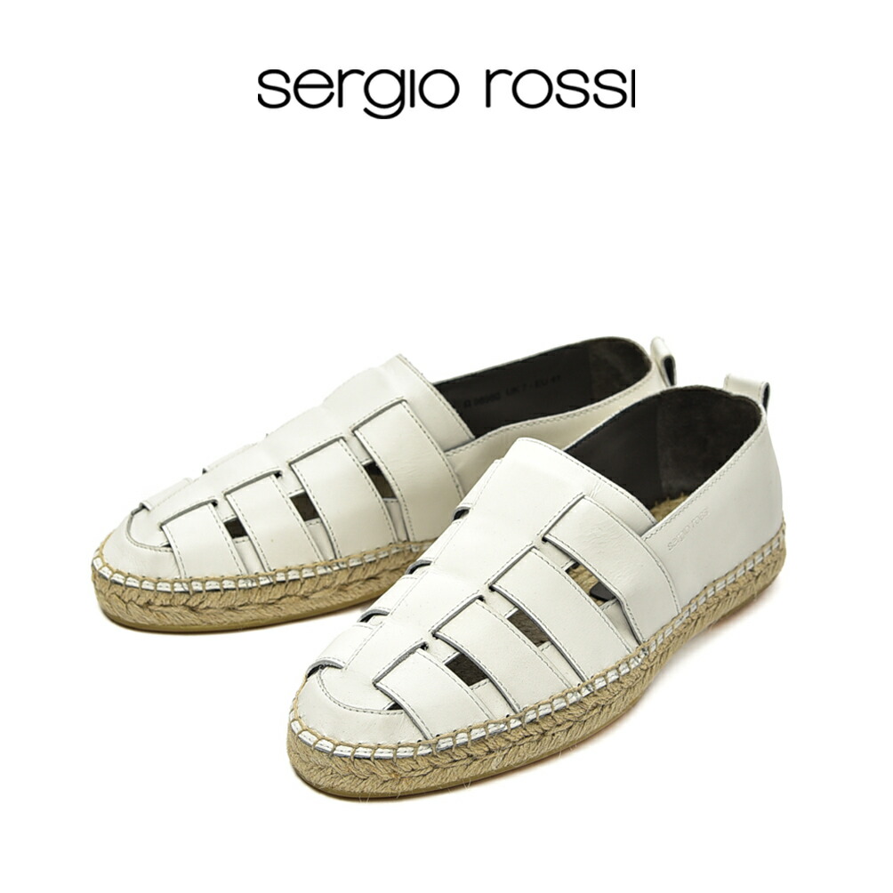 sergio rossi sr1 ストライプローファー（白茶ファー