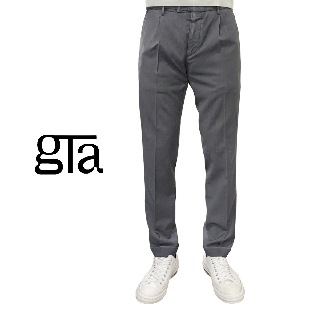 【SUMMER SALE】【40％OFF】 ジーティーアー GTA BYRON バイロン SLIM スリム ウールスラックス ワンタック グルカパンツ 春夏 メンズ 製品染め ヴァージンウール 100% グレー イタリア ブランド ｜ガルダローバミラノ