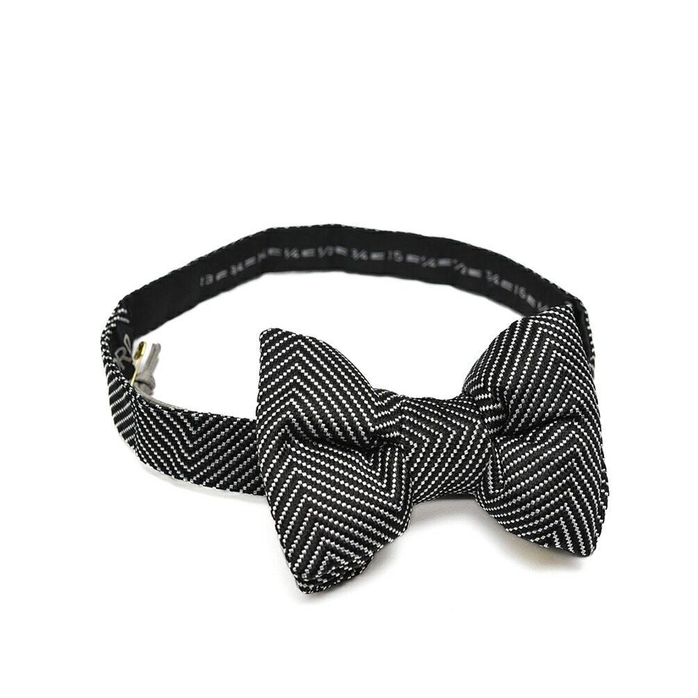 トムフォード TOM FORD パピヨン 蝶ネクタイ ボウタイ メンズ シルク 100% ヘリンボーン ブラック×シルバー イタリア ブランド MADE IN ITALY フォーマル パーティー 結婚式 ギフト プレゼント