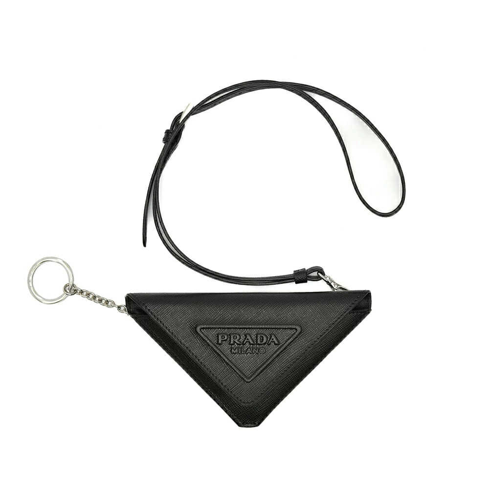 美品　プラダ　ロゴ ミニポーチ チャーム　イヤホンケース　ブラック 美品 プラダ ロゴ ミニポーチ チャーム イヤホンケース ブラック