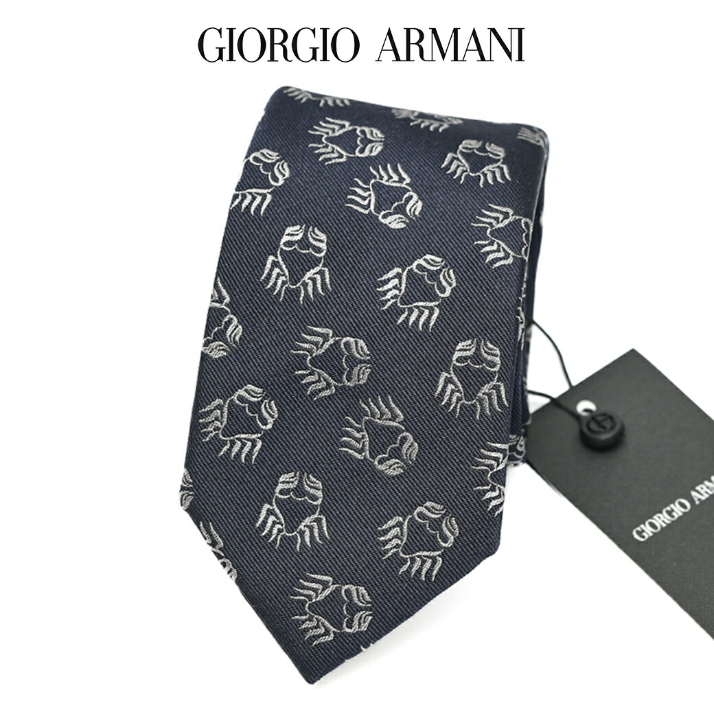【SALE】【半額以下】【P20倍】 ジョルジオ アルマーニ GIORGIO ARMANI ネクタイ オールシーズン メンズ シルク 100% 小紋柄 ネイビー イタリア ブランド MADE IN ITALY ビジネス ギフト プレゼント ラッピング無料