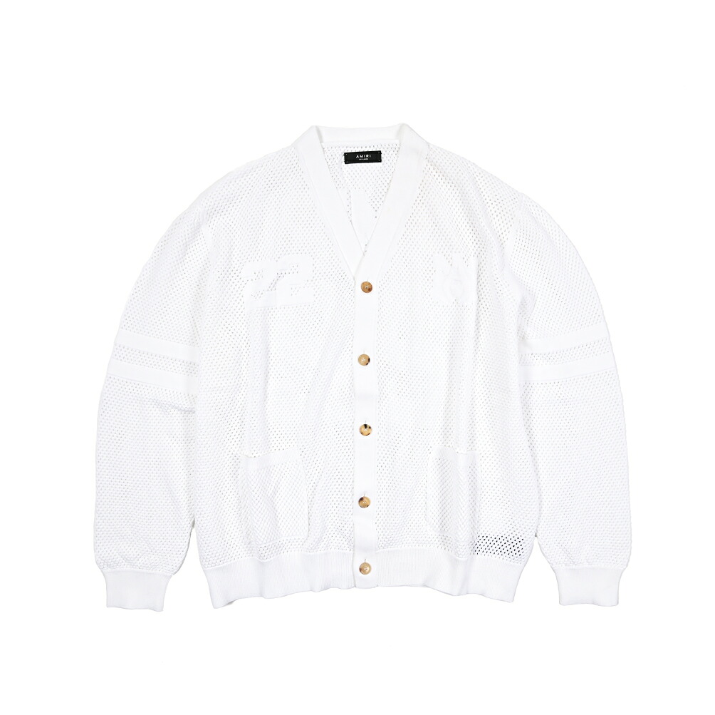 【SALE】【半額以下】【P10倍】 アミリ AMIRI ニットカーディガン 長袖 秋冬 春 3シーズン メンズ コットン 100% ホワイト アメリカ ブランド MADE IN ITALY