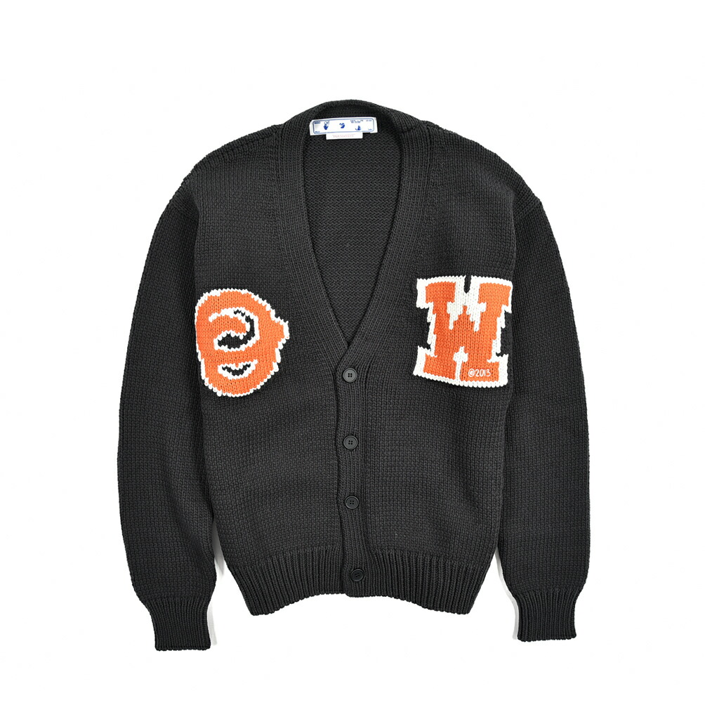 大流行中! オフホワイト OFF-WHITE MAIN LABEL PERMANENT ニット カーディガン 長袖 秋冬 メンズ コットン