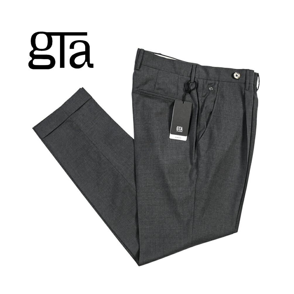 【SUMMER SALE】【40%OFF】 ジーティーアー GTA BYRON C バイロン SLIM スリム ウールスラックス ワンタック グルカパンツ 春夏 メンズ ウール 100% ダークグレー イタリア ブランド |ガルダローバミラノ
