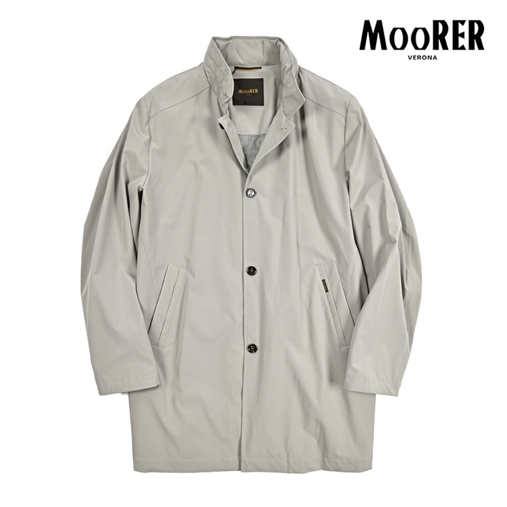 【春夏先行セール】【半額以下】 ムーレー MOORER HEKTOR-KN スタンドカラーコート フード内蔵 春夏 秋 3シーズン メンズ ライトアウター ACQUA RESISTANT 撥水透湿 2軸方向ストレッチマットナイロン グレー イタリア ブランド MADE IN ITALY