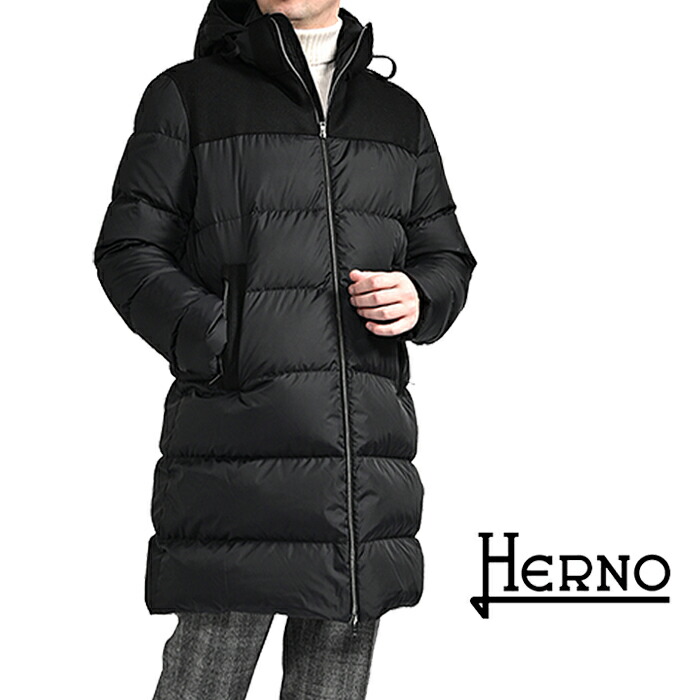 【クリアランス】【30％OFF】 ヘルノ HERNO 【2025-26年 秋冬新作】 ダウンジャケット フーディー コート 秋冬 メンズ アウター POLAR-TECH 撥水 防風 透湿 ナイロン ヴァージンウール ブラック イタリア ブランド 80,042円