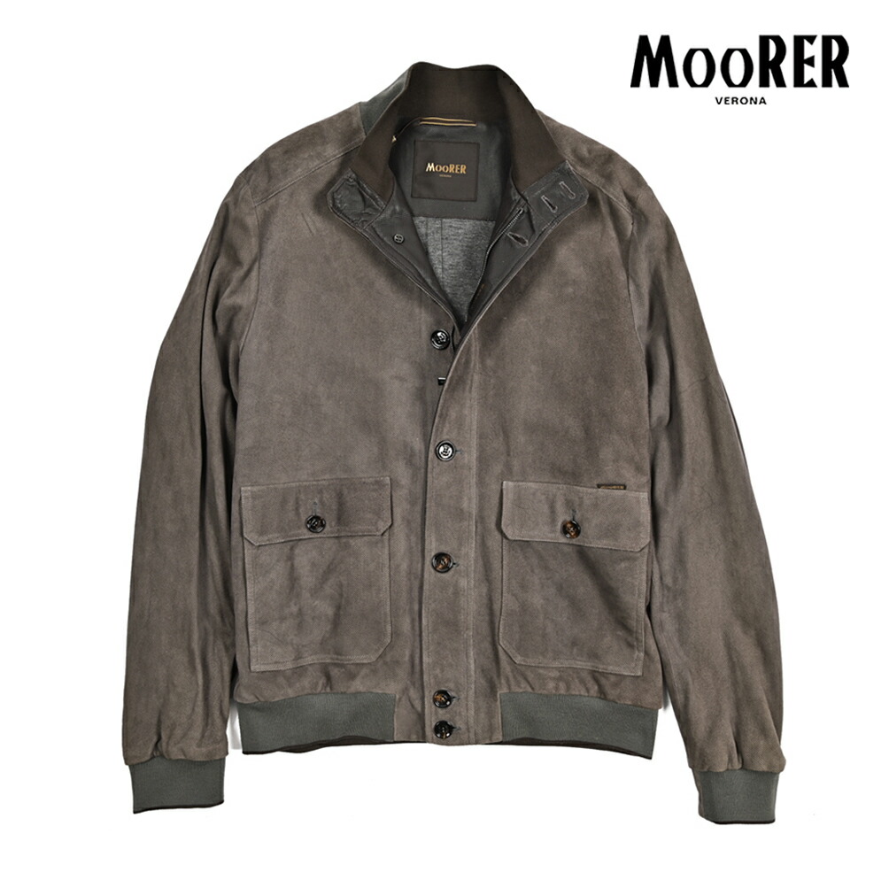 【P10倍】 ムーレー MOORER 【2026年 春夏新作】 CARLOS-URP スエード レザージャケット ボンバージャケット パンチングレザー ブルゾン 春夏 メンズ アウター ラムレザー 100% グレー イタリア ブランド MADE IN ITALY 356,400円