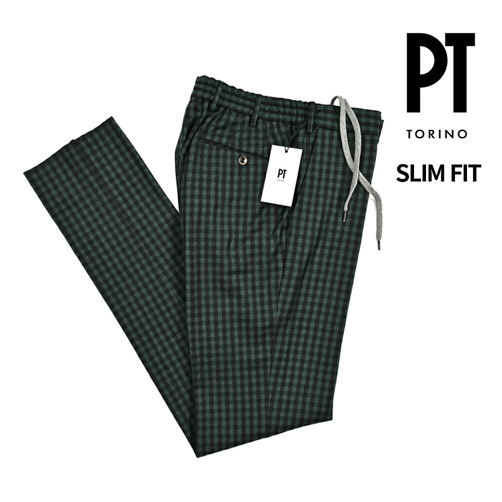 PT TRINO ドローコード付き　パンツ　スラックス　イージースラックス PT TORINO ピーティートリノ / SOFT FIT 麻混 スラックス