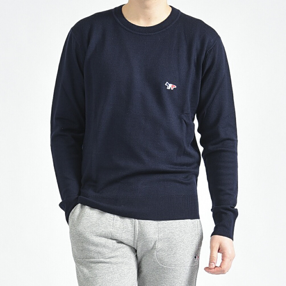 激安ブランド Maison Kitsune メゾンキツネ ニット セーター クルーネック メンズ 3シーズン 秋冬 ネイビー 2xs Xs S M L パリ ブランド カジュアル 即納特典付き Ceao Com Ar