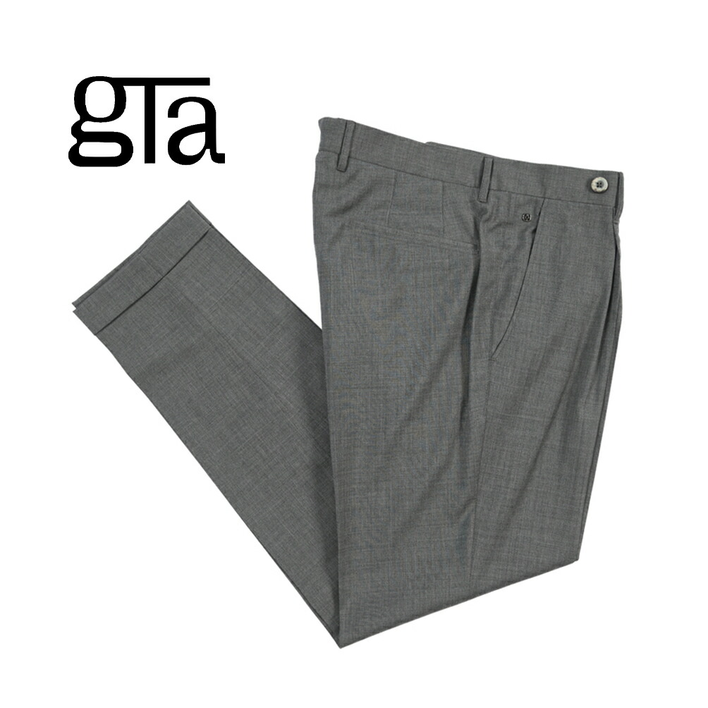 【SUMMER SALE】【40％OFF】 ジーティーアー GTA BYRON C バイロン SLIM スリム ウールスラックス ワンタック グルカパンツ 春夏 メンズ ウール 100% グレー イタリア ブランド ｜ガルダローバミラノ