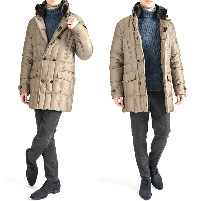 54 ヘルノ ライト イタリア Km メンズ Km ダウンジャケット 送料無料 秋冬 Morris Brunello 立襟ファー付 コート ブラウン ブランド Moorer モリス ダブルブレスト ムーレー アウター 2xl ガルダローバミラノサイズ メンズ 大きいサイズ