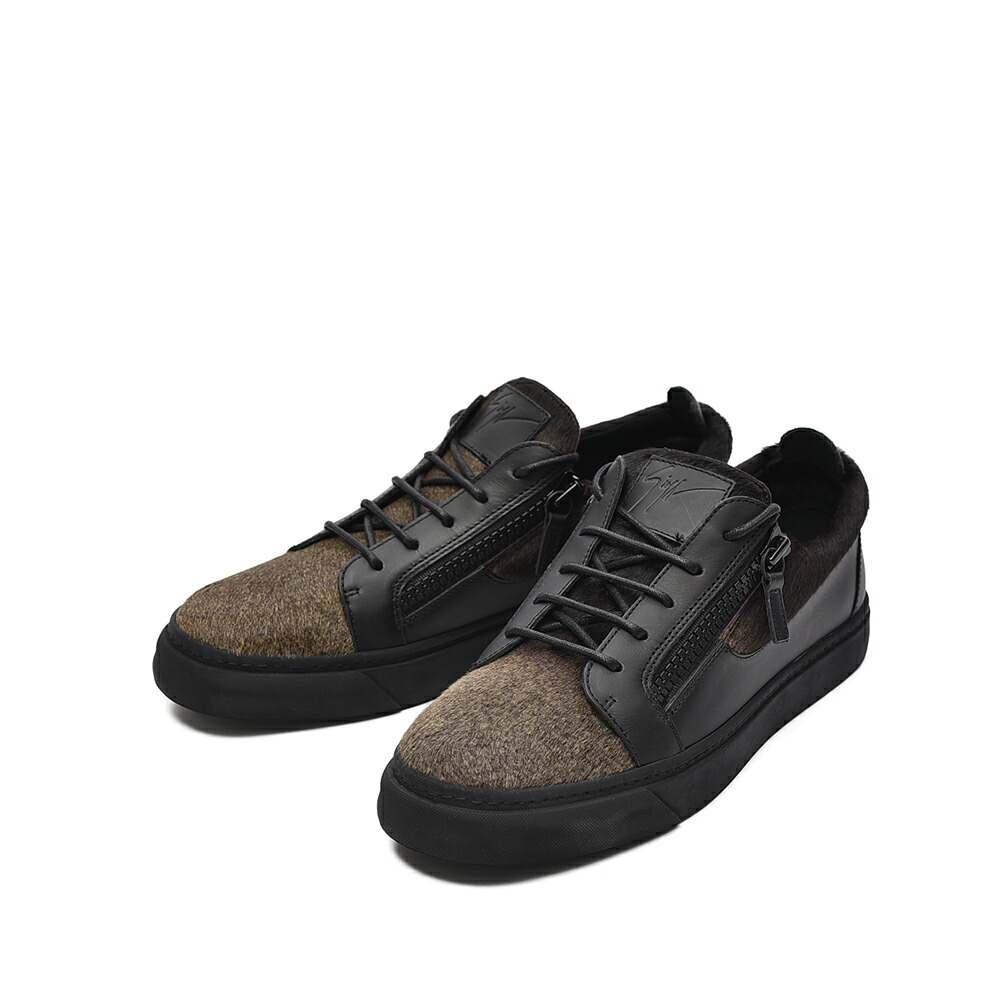 【SUMMER SALE】 ジュゼッペ ザノッティ GIUSEPPE ZANOTTI ハラコ レザースニーカー ローカット シューズ メンズ ハラコ レザー ブラック イタリア ブランド MADE IN ITALY |ガルダローバミラノ