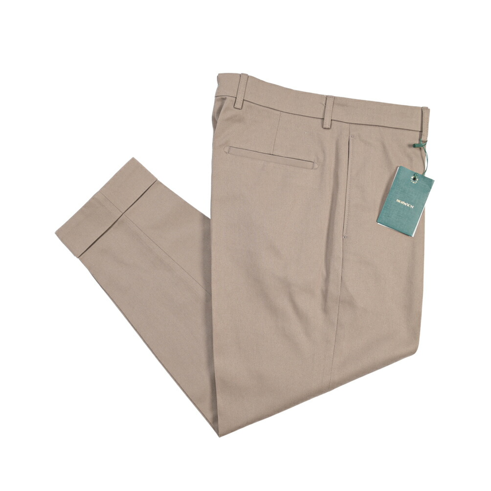 【SUMMER SALE】【半額以下】 ベルウィッチ BERWICH CHIAIA 1P キアイア コットンスラックス ワンタック インプリーツ パンツ 春夏 メンズ コットン 100% グレージュ イタリア ブランド MADE IN ITALY |ガルダローバミラノ