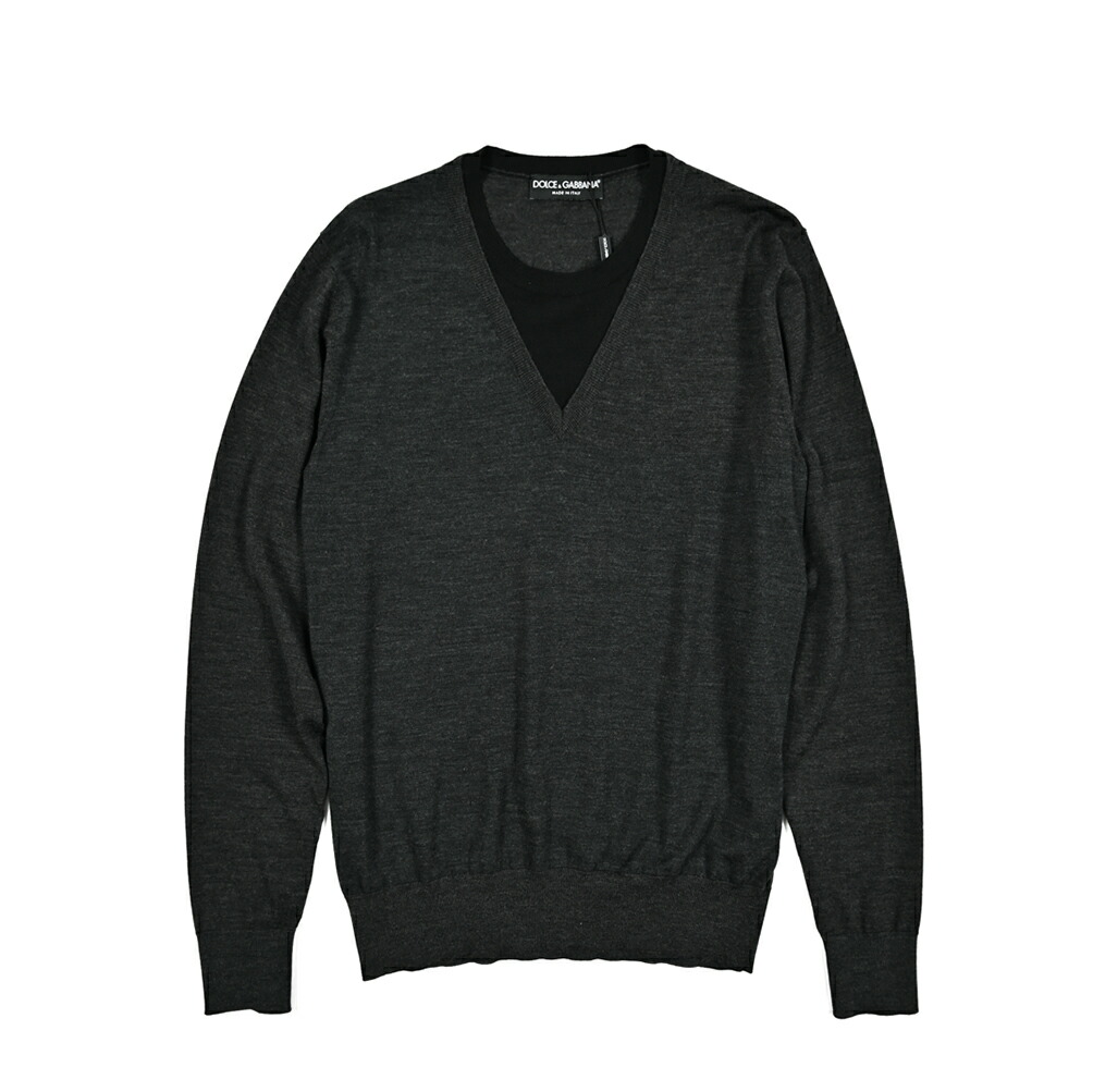 DOLCE&GABBANA ダークグレー 長袖ニットポロシャツ DOLCE&GABBANA ダークグレー 長袖ニットポロシャツ