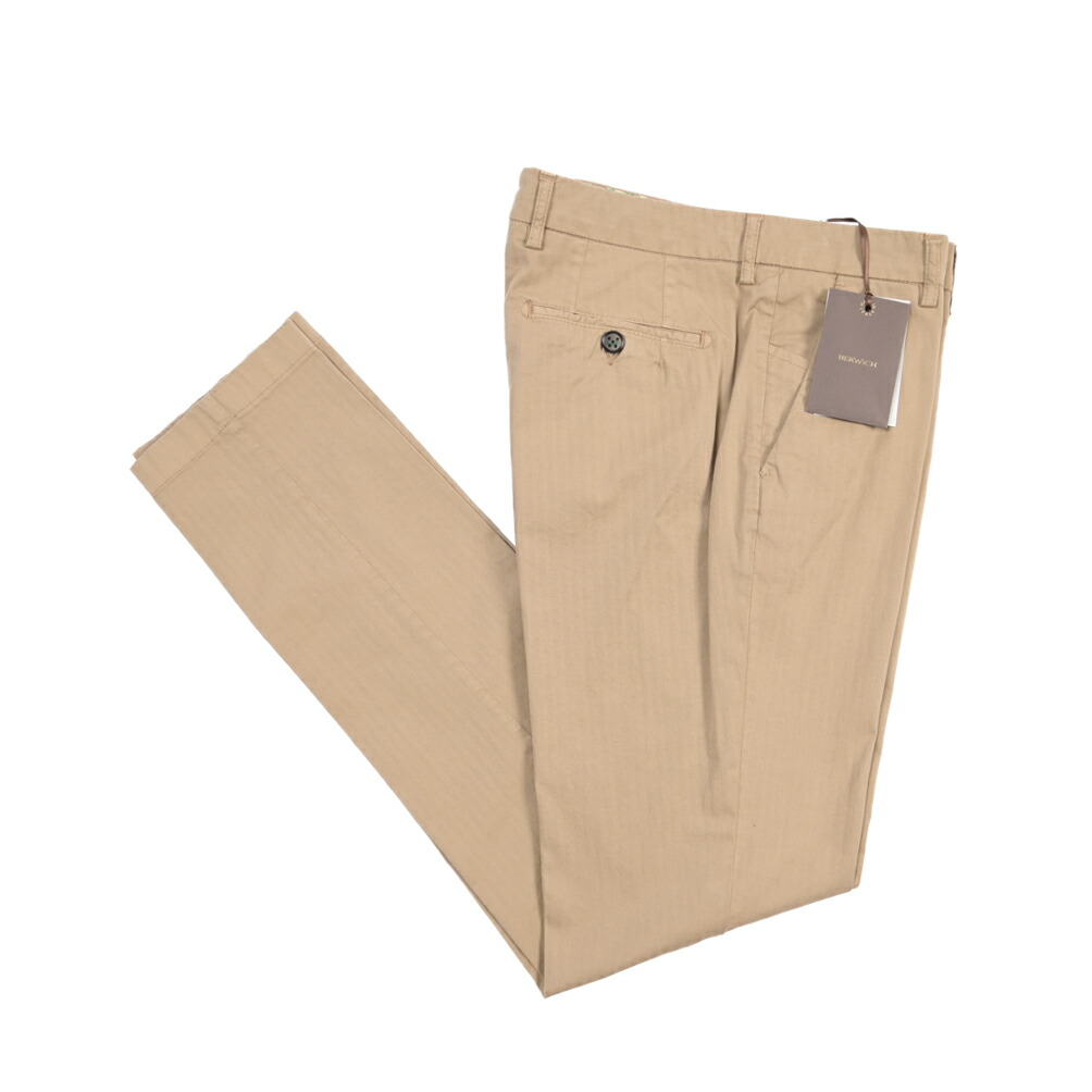 【SUMMER SALE】【半額以下】 ベルウィッチ BERWICH MORELLO-GD モレロ コットンスラックス ノータック チノ パンツ 春夏 メンズ コットン ストレッチ ヘリンボーン グレージュ イタリア ブランド MADE IN ITALY |ガルダローバミラノ