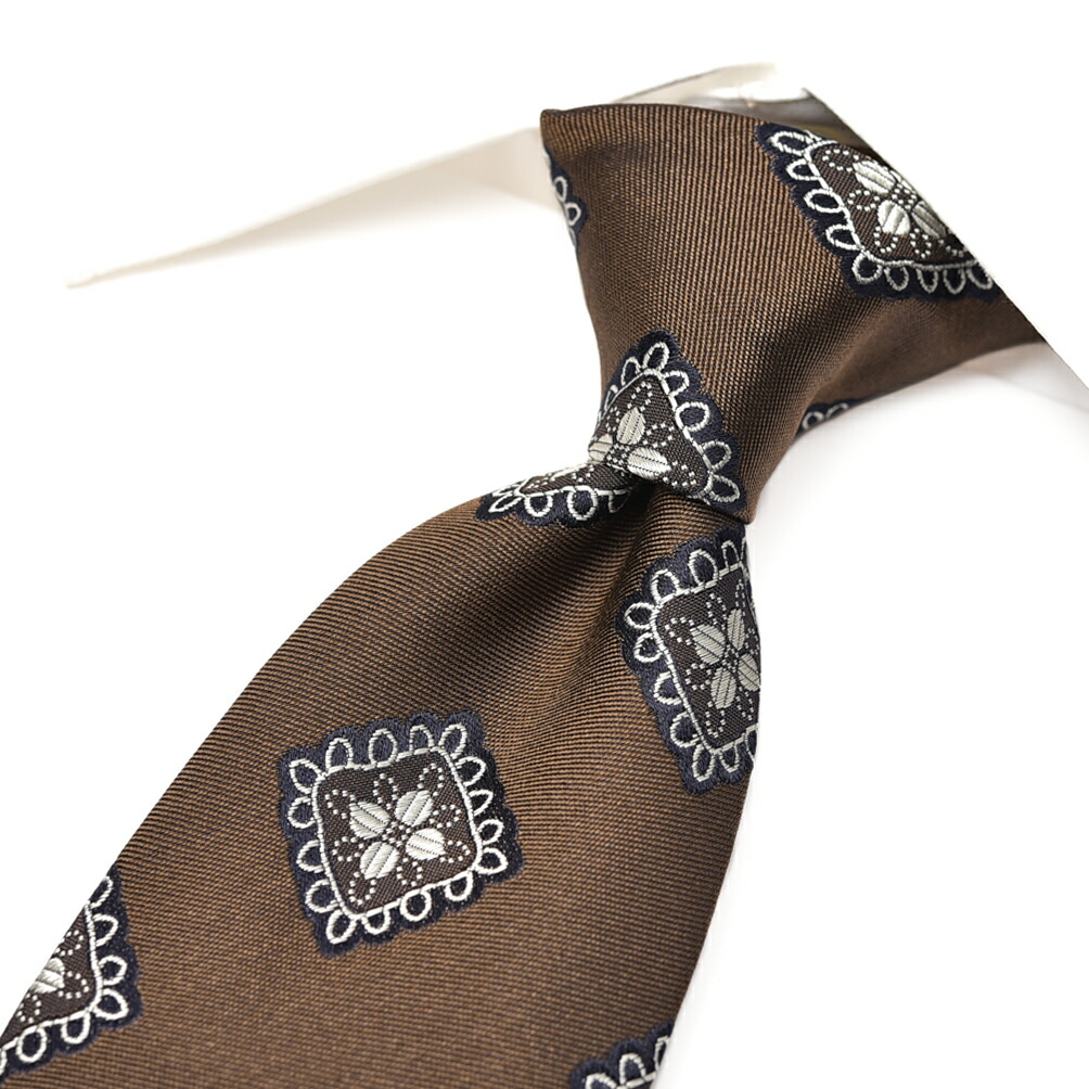 【SALE】【半額以下】【P10倍】 バルバ BARBA ネクタイ セッテピエゲ メンズ シルク 100% 小紋柄 ブラウン イタリア ブランド HAND MADE IN ITALY ビジネス ギフト プレゼント ラッピング無料