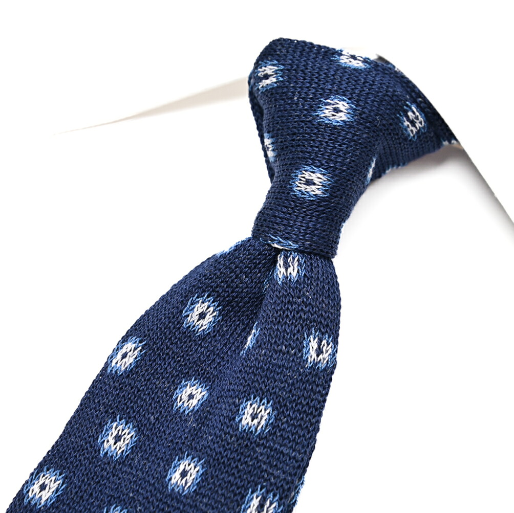【SALE】【P20倍】 バルバ BARBA ネクタイ ニットタイ メンズ cucito a mano 手縫い仕立て コットン リネン 小紋柄 ネイビー イタリア ブランド MADE IN ITALY ビジネス ギフト プレゼント ラッピング無料