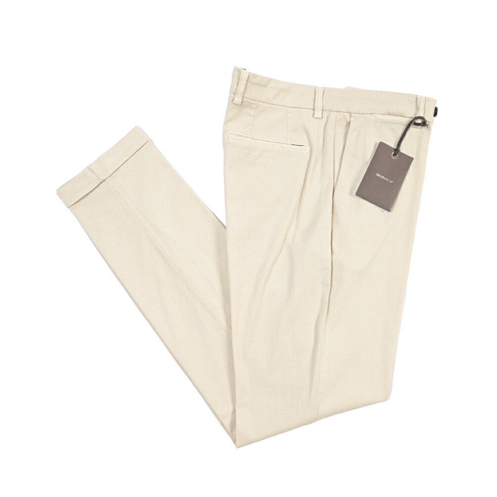 【SUMMER SALE】【半額以下】 ベルウィッチ BERWICH YRETRO LONG-GD レトロ コットンスラックス ノータック チノ パンツ 春夏 メンズ CONTEMPORARY FIT コットン リヨセル ストレッチ オフホワイト イタリア ブランド MADE IN ITALY |ガルダローバミラノ