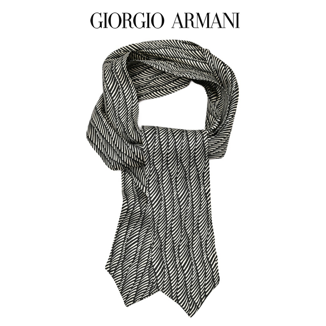 【SALE】【半額以下】【P20倍】 ジョルジオ アルマーニ GIORGIO ARMANI ネクタイ アスコットタイ オールシーズン メンズ シルク 100% 総柄 ブラック イタリア ブランド MADE IN ITALY ビジネス ギフト プレゼント ラッピング無料