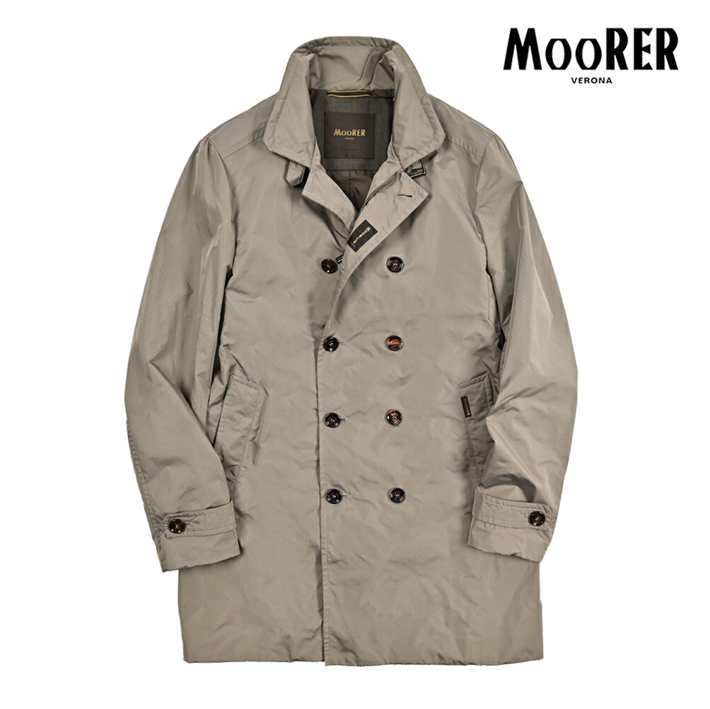 【春夏先行セール】【半額以下】 ムーレー MOORER SC-MORANDI-KM トレンチコート セミダブルブレスト 春夏 秋 3シーズン メンズ ライトアウター 撥水 形状記憶 高密度ポリエステル グレージュ イタリア ブランド MADE IN ITALY