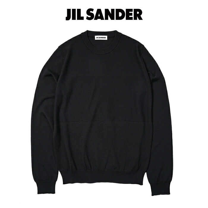 【SALE】 ジルサンダー JIL SANDER ニットセーター クルーネック ハイゲージ 長袖 春夏 秋 3シーズン メンズ ヴァージンウール 100% ブラック イタリア ブランド MADE IN ITALY |ガルダローバミラノ