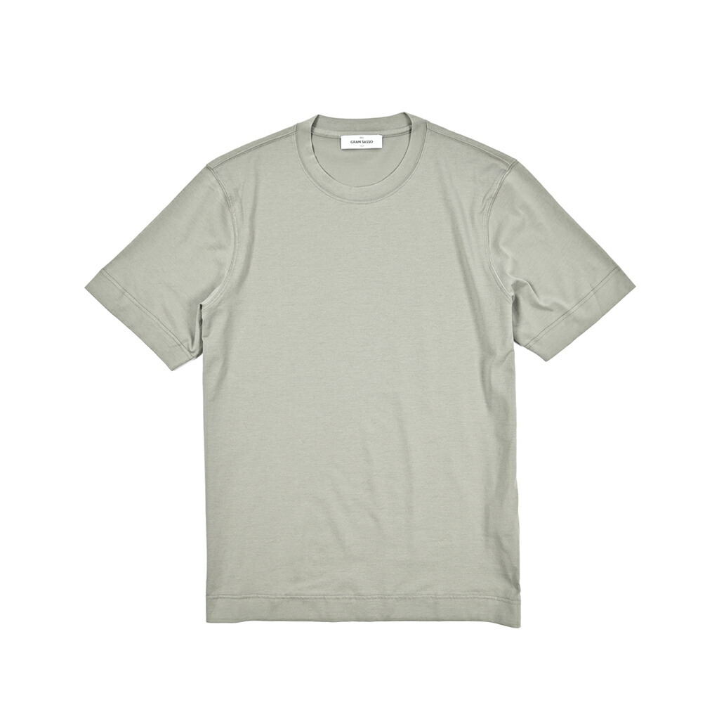 【SALE】【P20倍】 グランサッソ GRAN SASSO Tシャツ コットンスムース カットソー 半袖 クルーネック 春夏 メンズ ナチュラルストレッチ コットン 100％ ライトグレー イタリア ブランド MADE IN ITALY