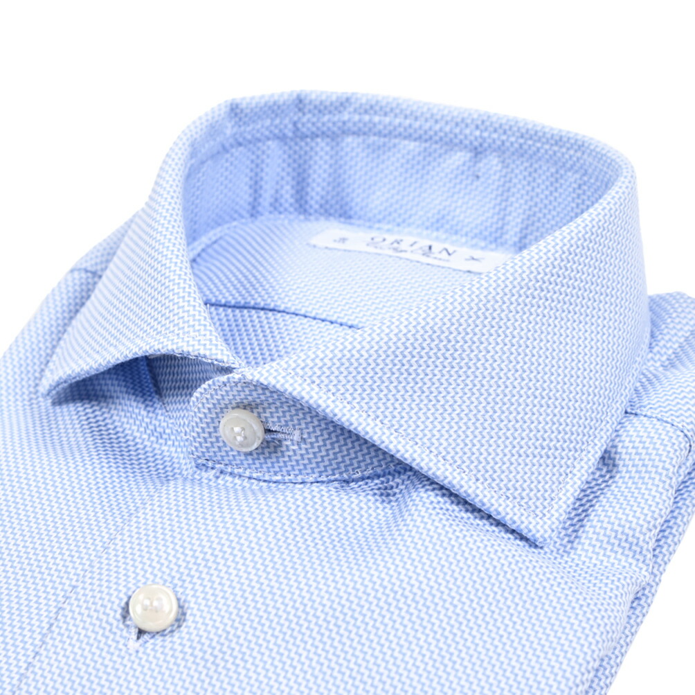 【SUMMER SALE】【半額以下】【P10倍】 オリアン ORIAN Vintage Classic ヴィンテージ クラシック ドレスシャツ ワイシャツ ホリゾンタルカラー 長袖 メンズ コットン 100% 総柄 ブルー イタリア ブランド |ガルダローバミラノ