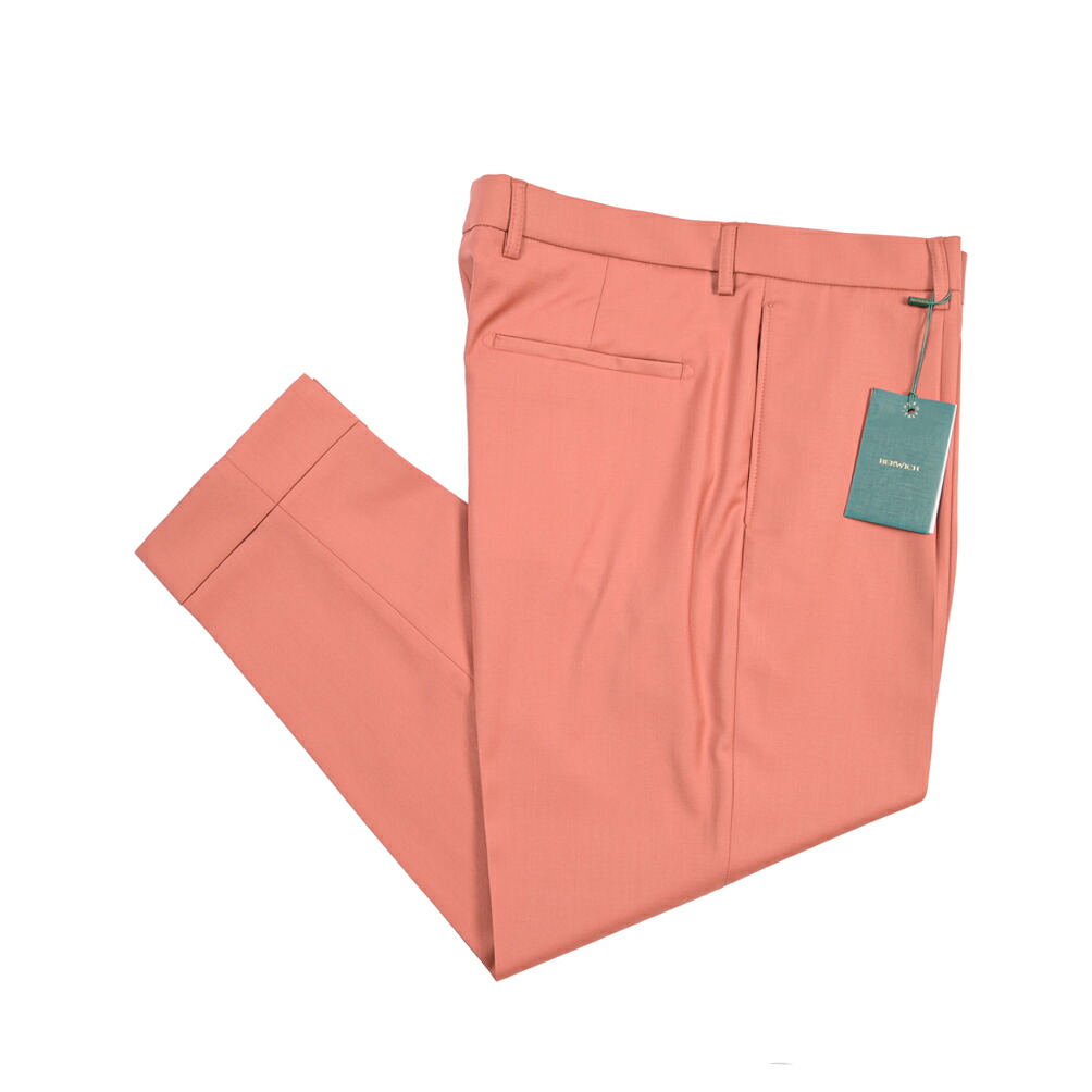 【SUMMER SALE】【40%OFF】 ベルウィッチ BERWICH CHIAIA 1P キアイア スラックス ワンタック インプリーツ パンツ 春夏 メンズ CANONICO カノニコ ウール 100% ピンク イタリア ブランド MADE IN ITALY |ガルダローバミラノ