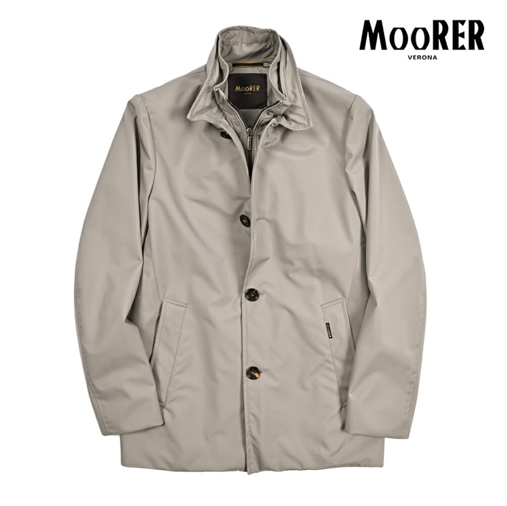 【春夏先行セール】【半額以下】 ムーレー MOORER BERNINI-GF スタンドカラーコート フロントライナー付 春夏 秋 3シーズン メンズ ライトアウター 防水透湿 ポリエステル 100% グレージュ イタリア ブランド MADE IN ITALY