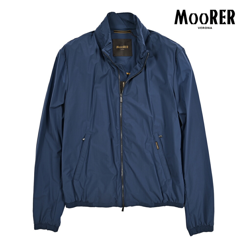 【春夏先行セール】 ムーレー MOORER GIOVE-AC ジップアップブルゾン ボンバージャケット フード付き 春夏 秋 3シーズン メンズ ライトアウター ACQUA RESISTANT 撥水透湿 2軸方向ストレッチナイロン ブルー イタリア ブランド MADE IN ITALY