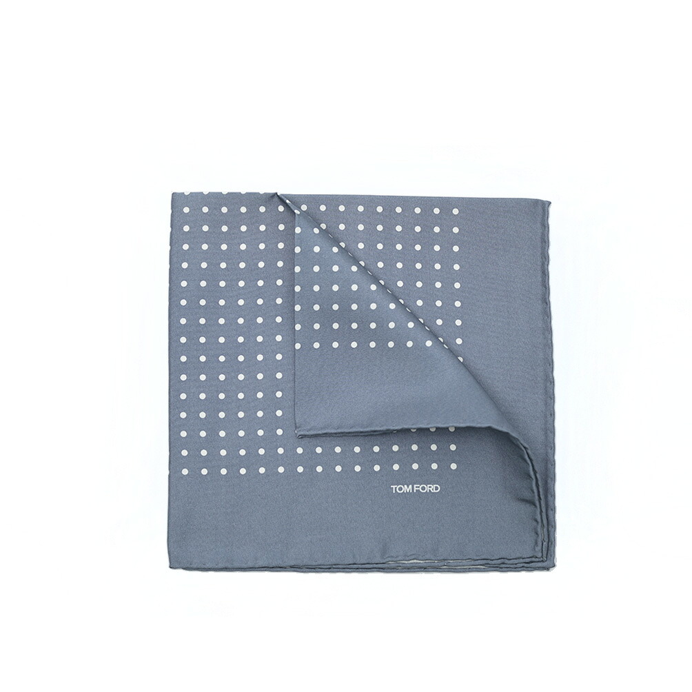 【SALE】【半額以下】【P20倍】 トムフォード TOM FORD ポケットチーフ メンズ シルク 100% ドット ブルーグレー イタリア ブランド MADE IN ITALY フォーマル パーティー 結婚式 ギフト プレゼント