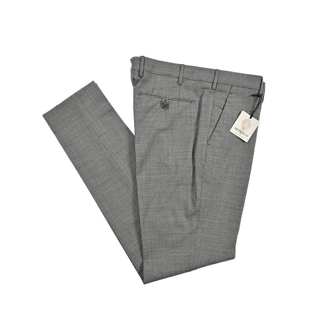 【SALE】【半額以下】 ベルウィッチ BERWICH MORELLO モレロ サマーウールスラックス ノータック パンツ 春夏 メンズ ヴァージンウール ストレッチ 千鳥格子 ハウンドトゥース グレー イタリア ブランド MADE IN ITALY